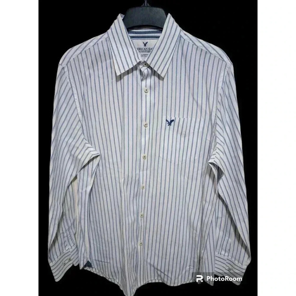 American Eagle Outfitters Other - American Eagle Striped Blue White Casual Long Sleeve Button Front Men's Shirt XL